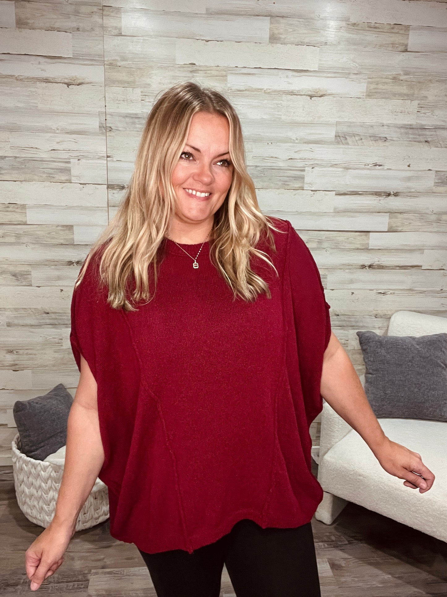 Crimson Slouchy Silhouette Sweater