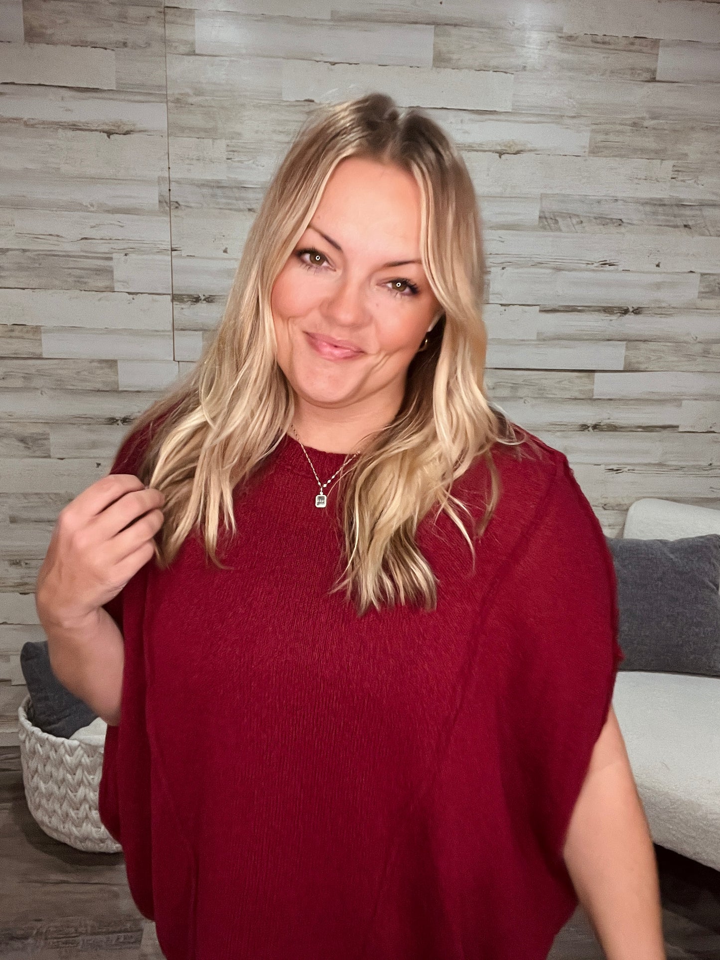 Crimson Slouchy Silhouette Sweater