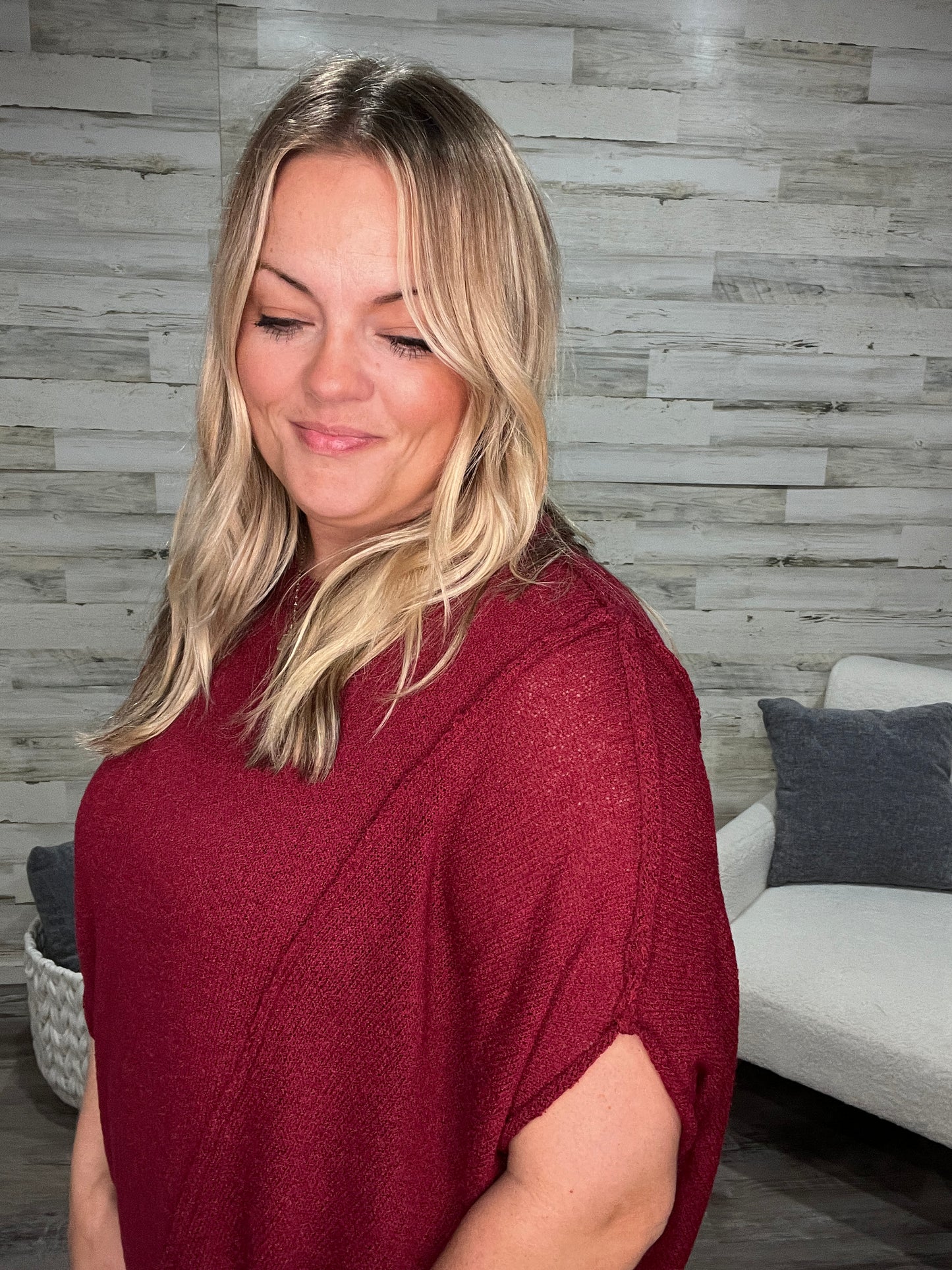 Crimson Slouchy Silhouette Sweater
