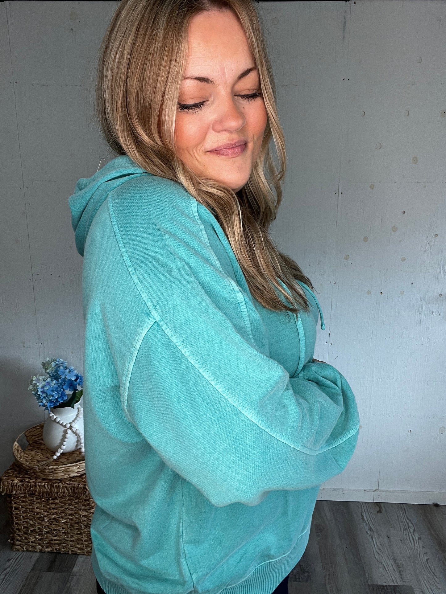 Throw On Teal Essential Hoodie