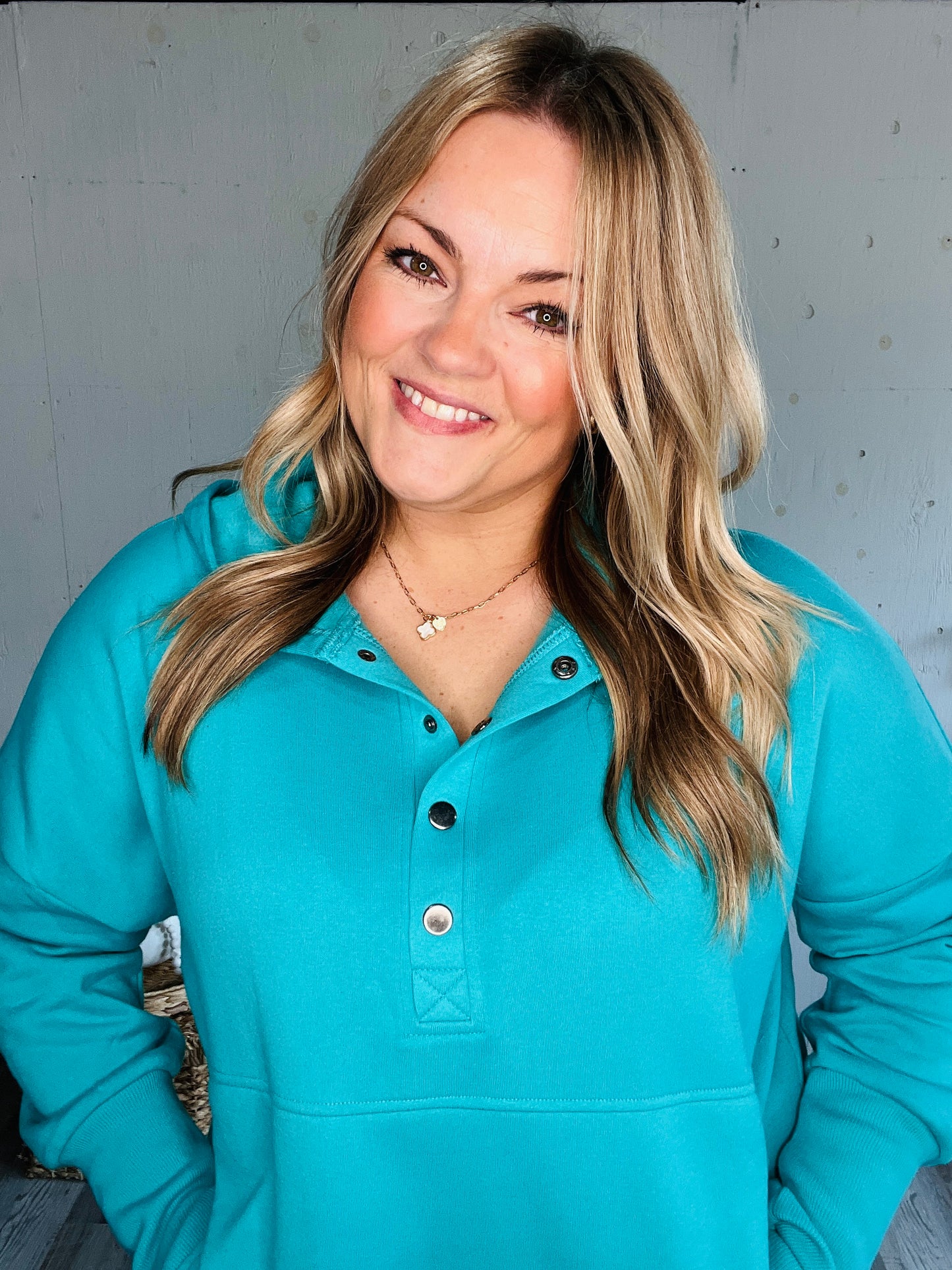 Tide Teal Fleece Hoodie
