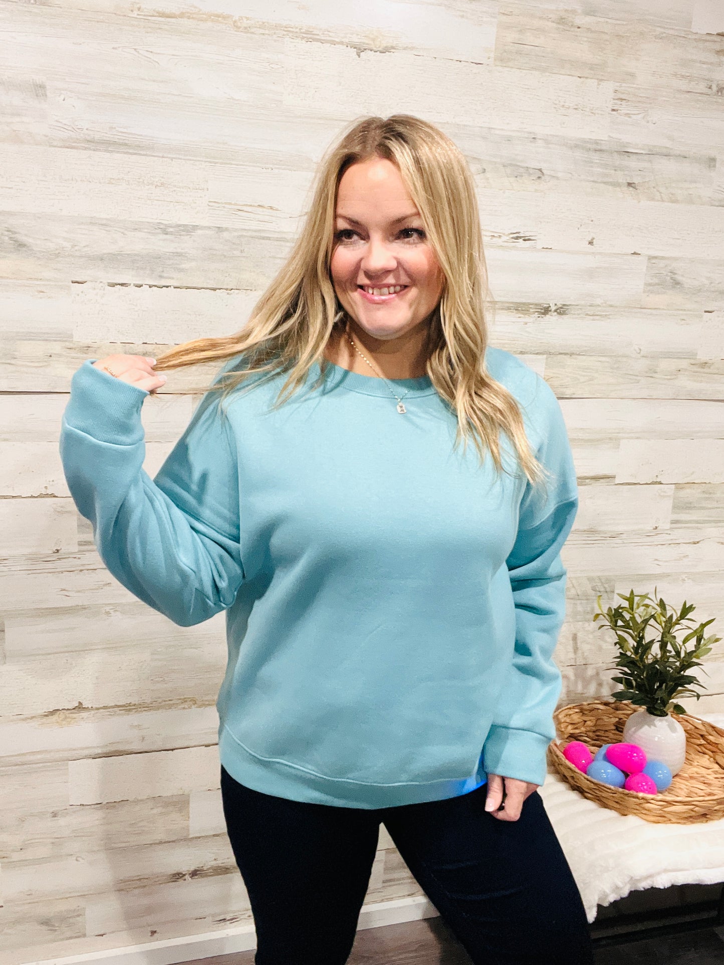 🤍Dusty Teal Crewneck