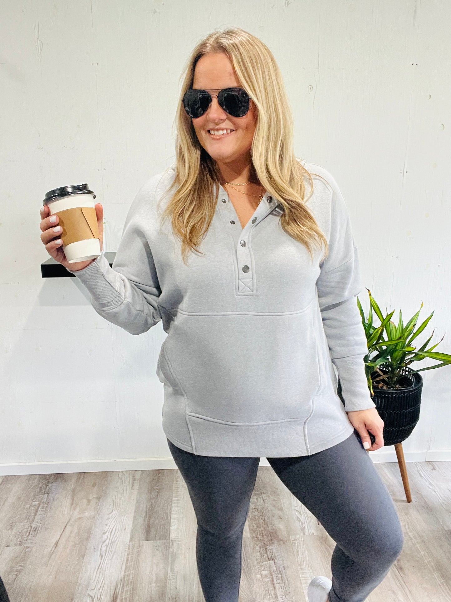 🤍Misty Gray Fleece Hoodie
