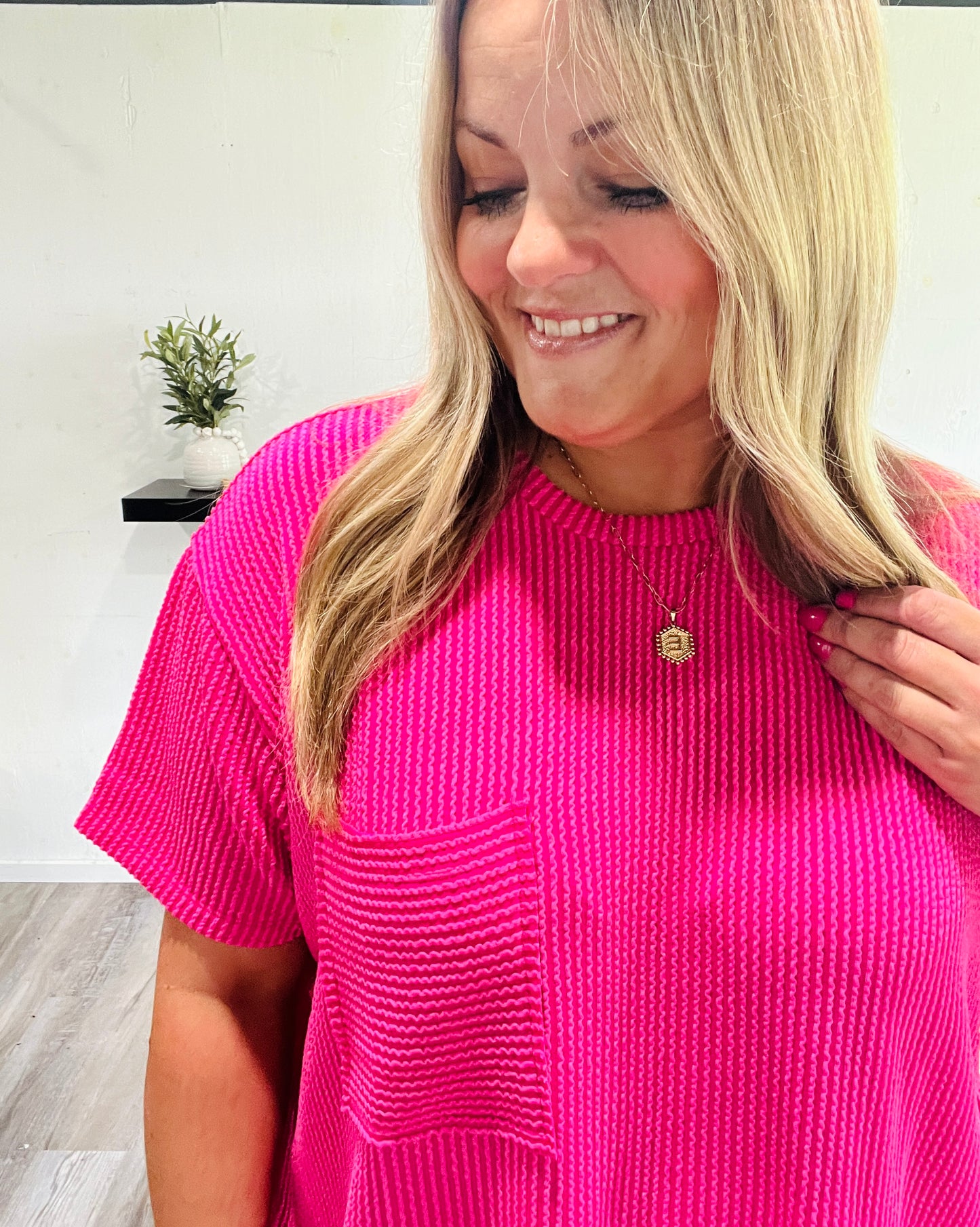 🤍A Whole Lot Of Fun Pink Ribbed Top