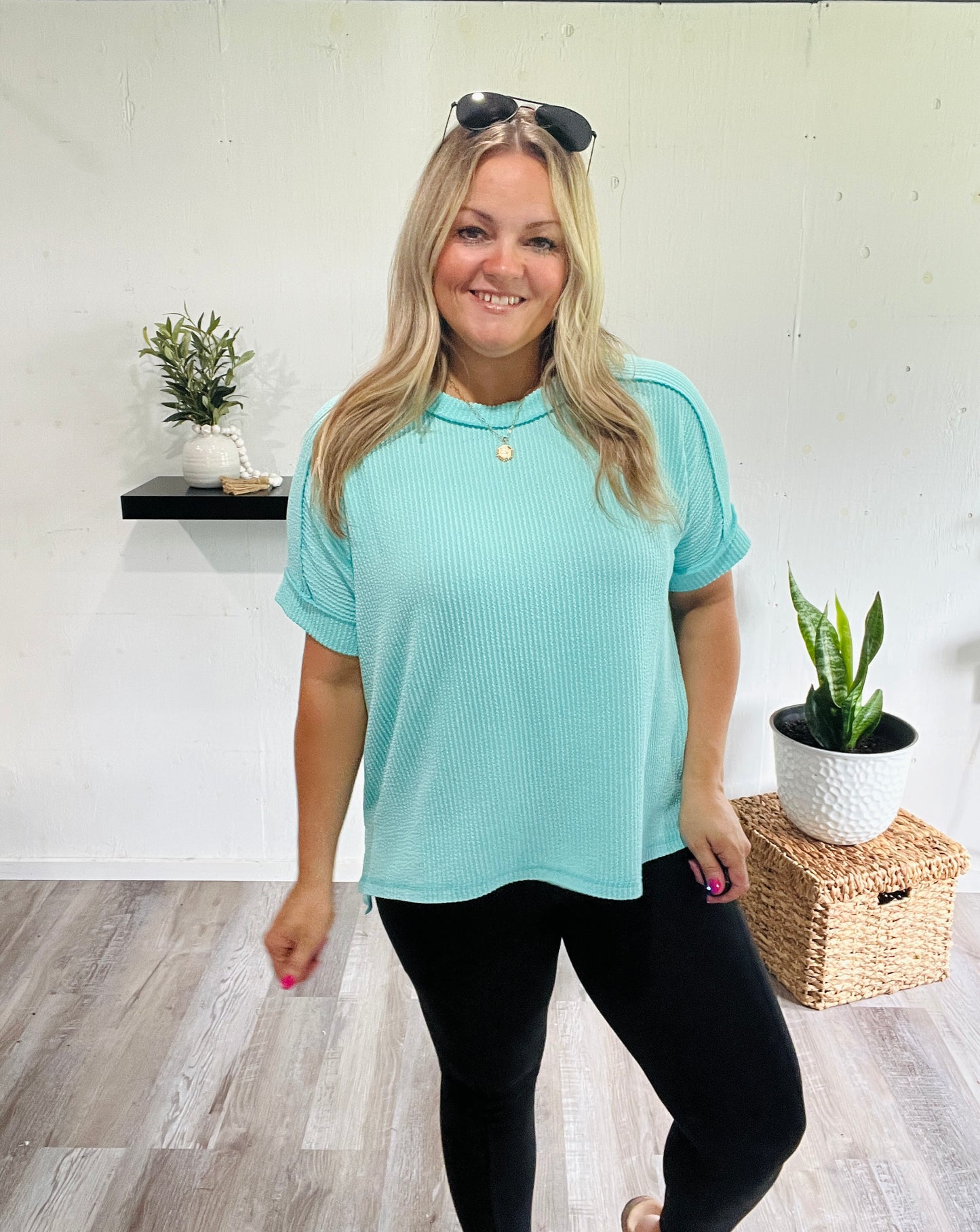 π€ The Fresh Mint Ribbed Elevated Top