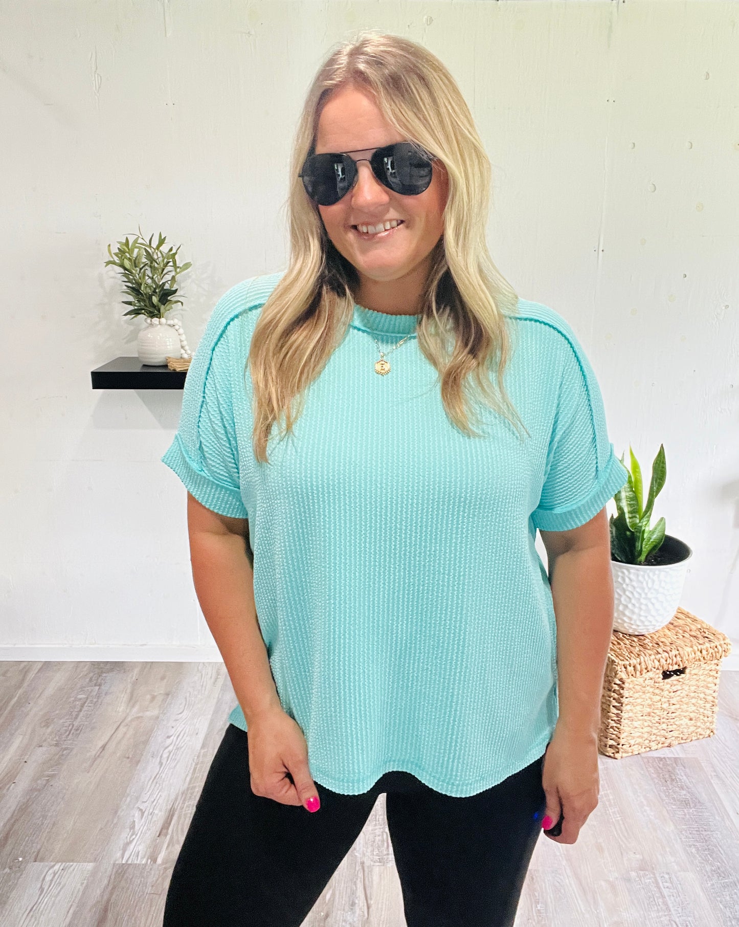 π€ The Fresh Mint Ribbed Elevated Top