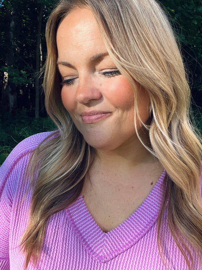 Chasing Violet Ribbed Top