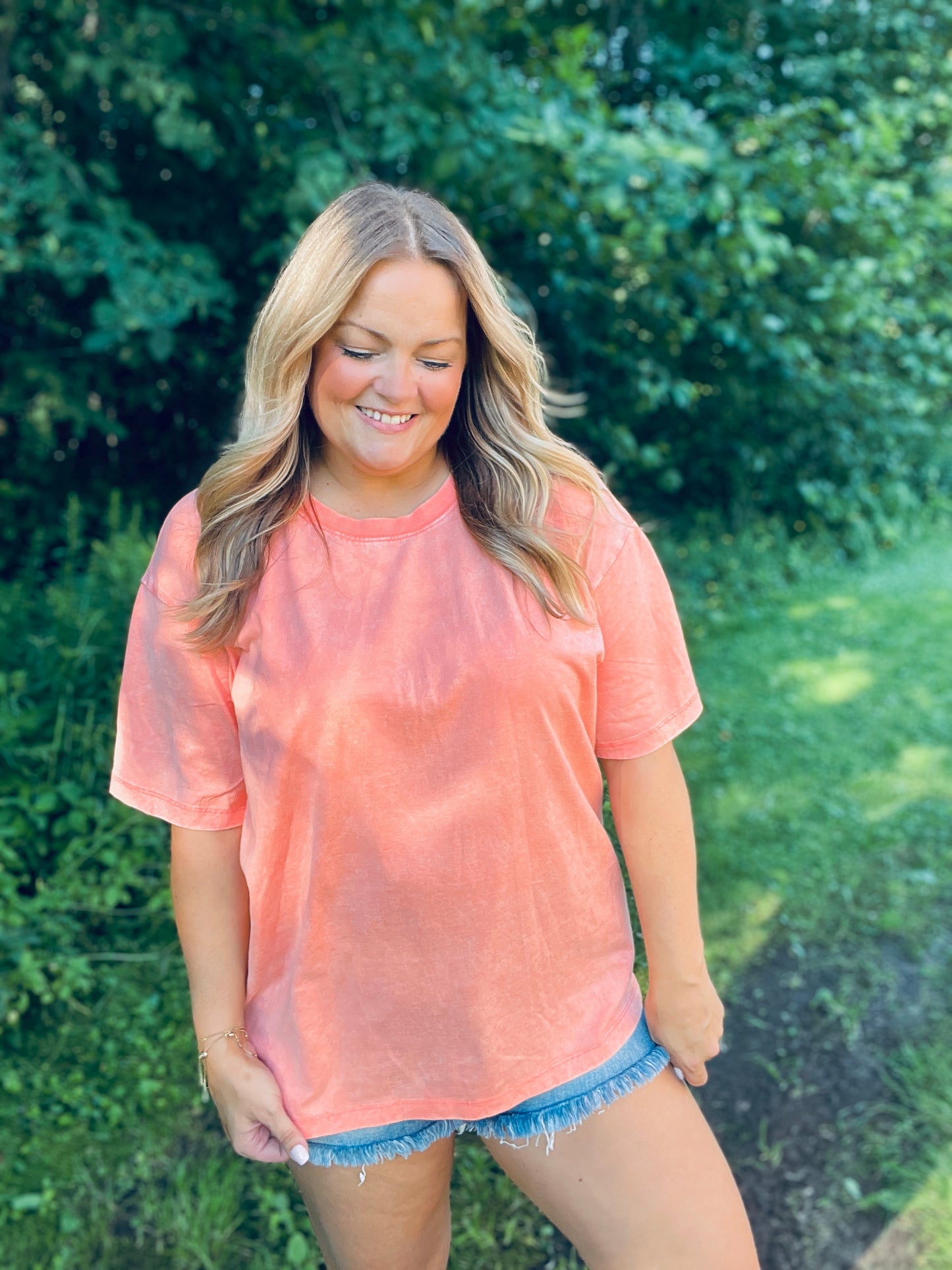 Sun-Kissed Coral Washed Tee