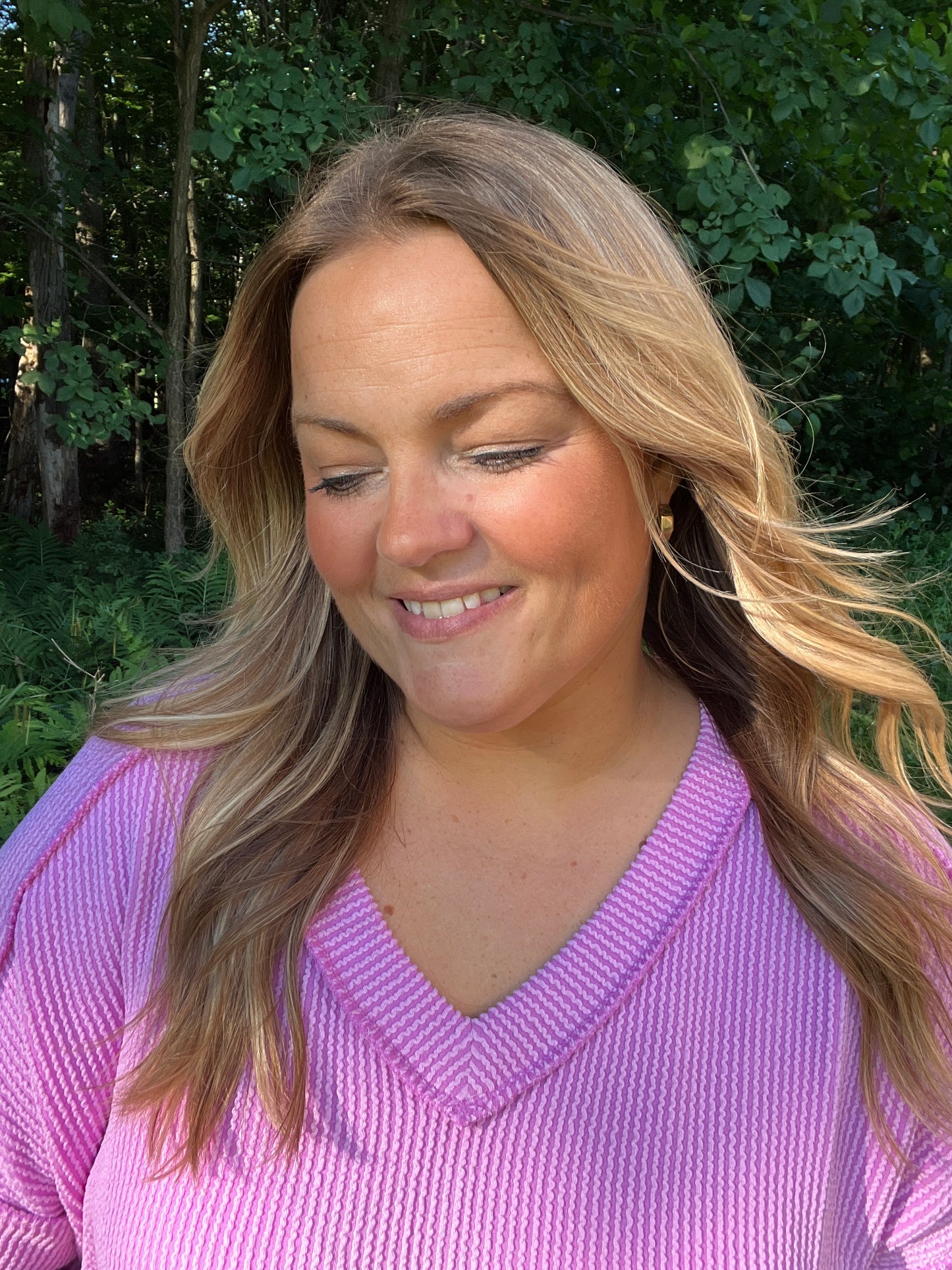 Chasing Violet Ribbed Top