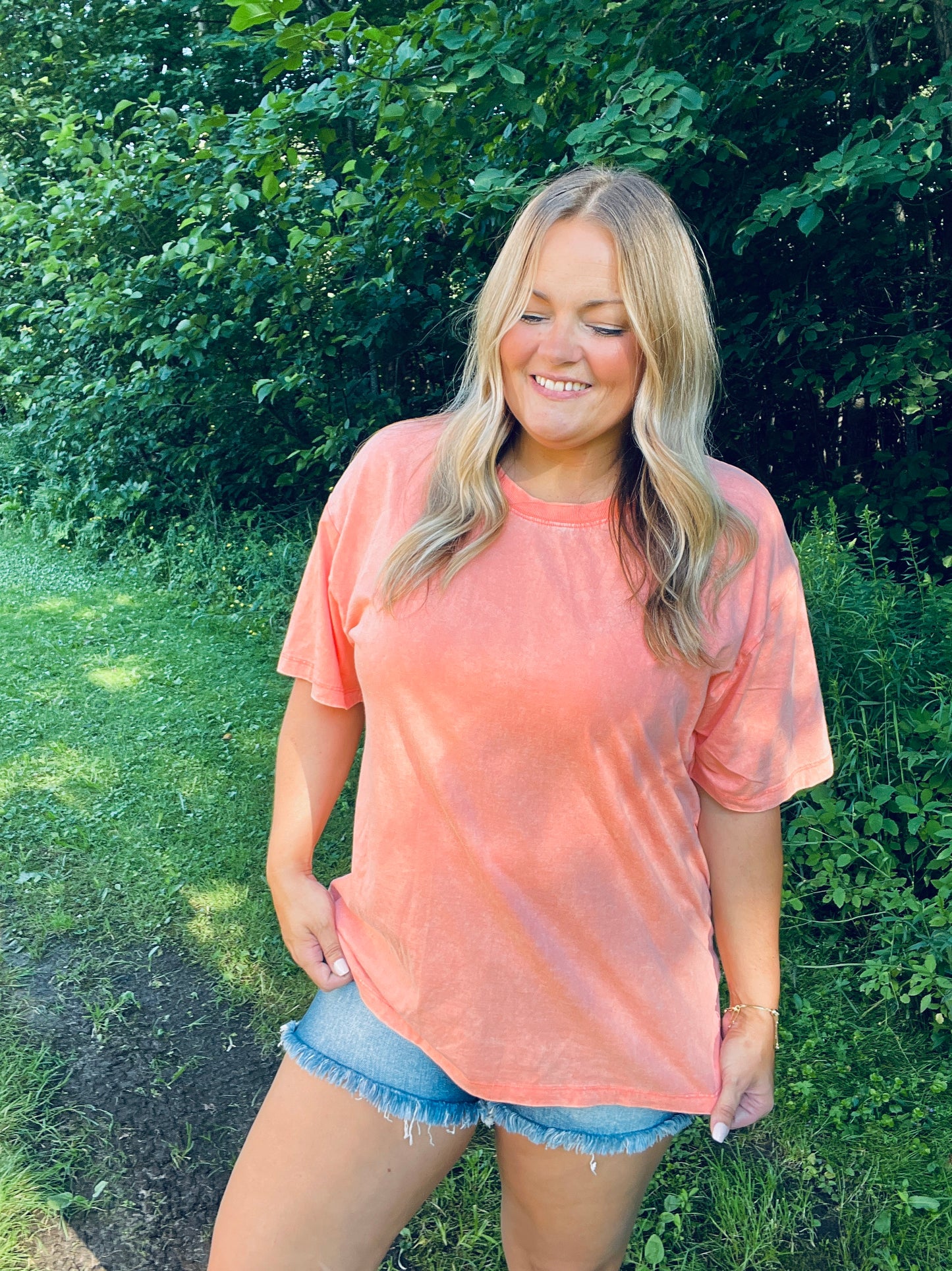 Sun-Kissed Coral Washed Tee