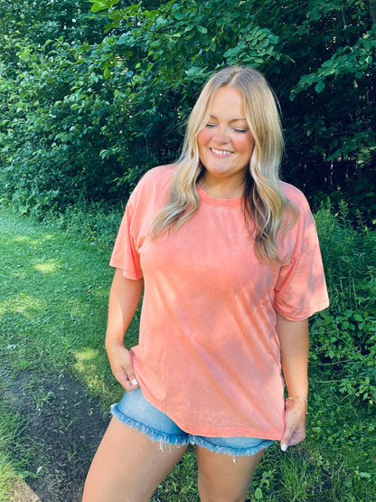 Sun-Kissed Coral Washed Tee