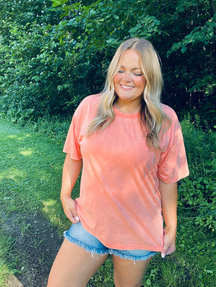 Sun-Kissed Coral Washed Tee