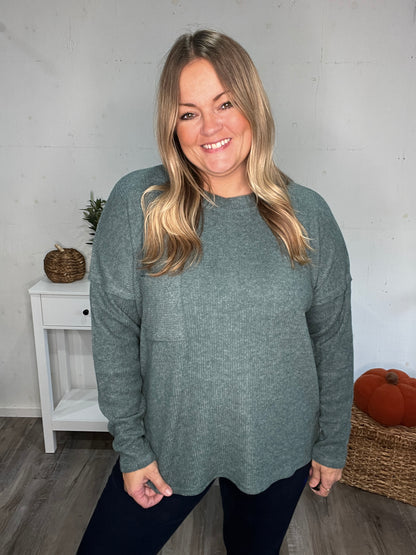 Jade Retreat Ribbed Sweater