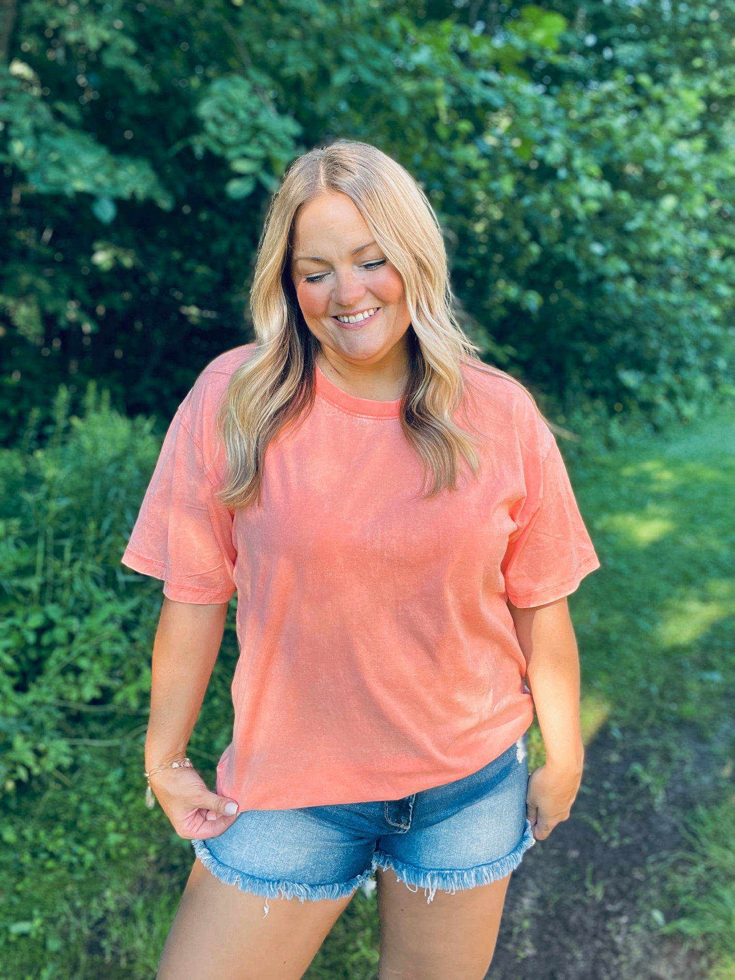 Sun-Kissed Coral Washed Tee