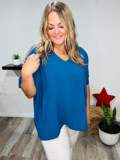 🤍Cobalt Blue Woven Blouse