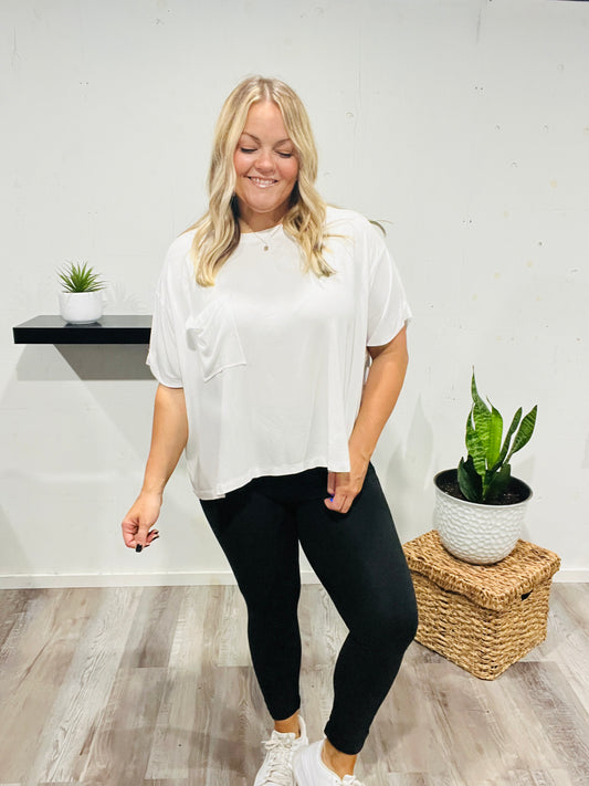 🤍 Pearly White Cloud Flowy Tee