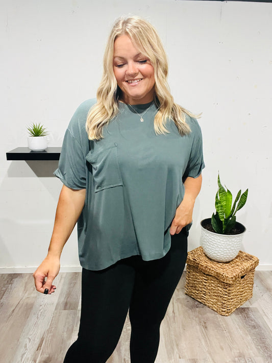 🤍 Muted Sage Flowy Tee