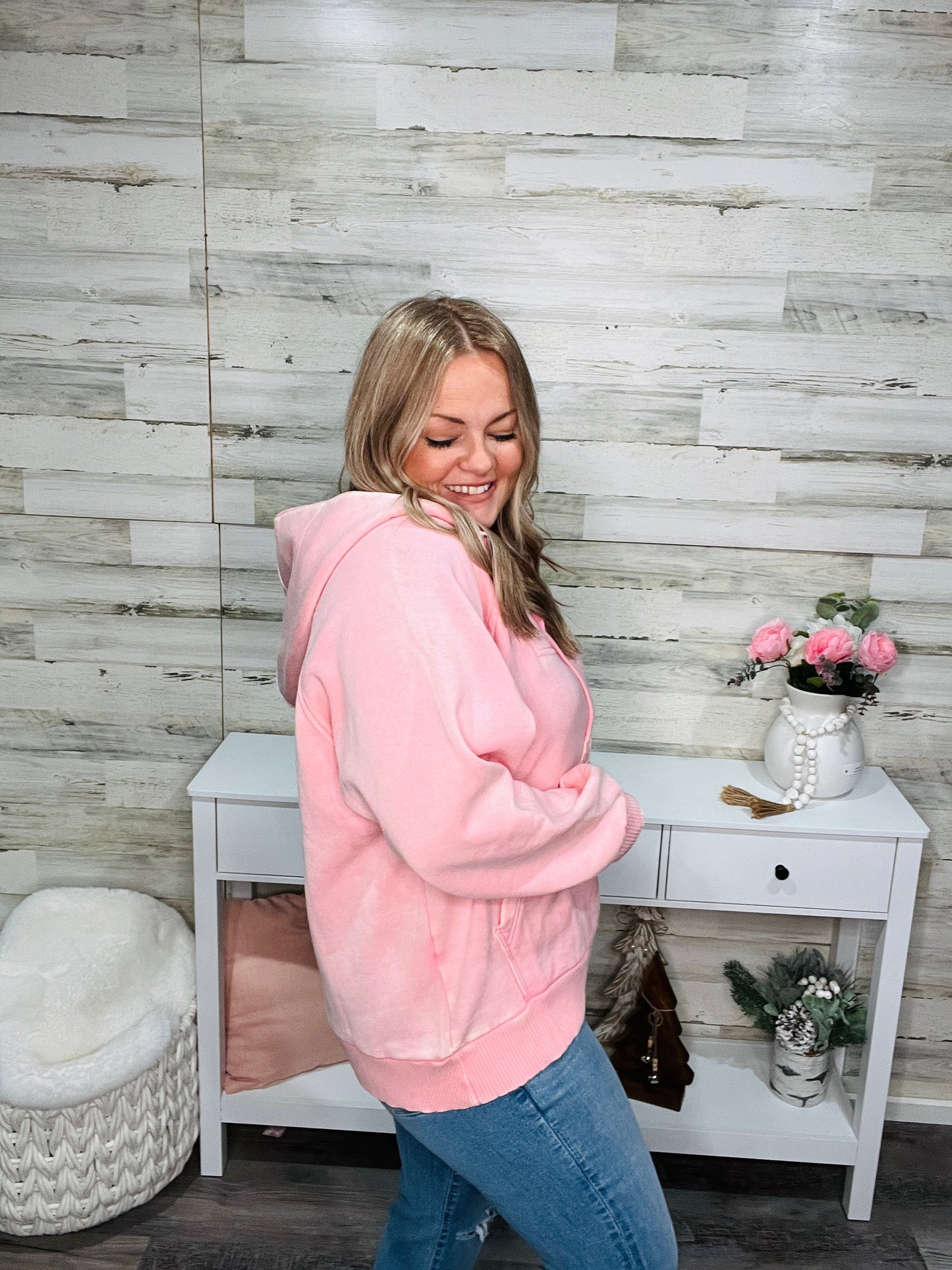 Love at First Sight Acid Wash Fleece Hoodie