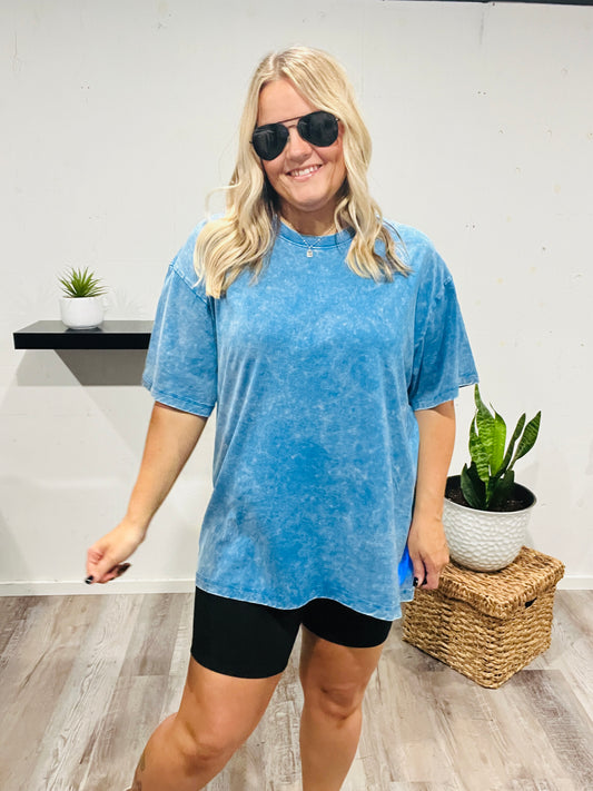 🤍 Midday Sky Blue Washed Tee