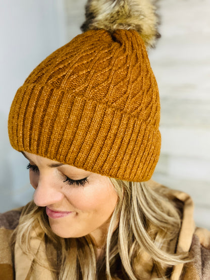 🤍 Chestnut Honeycomb Pattern Beanie