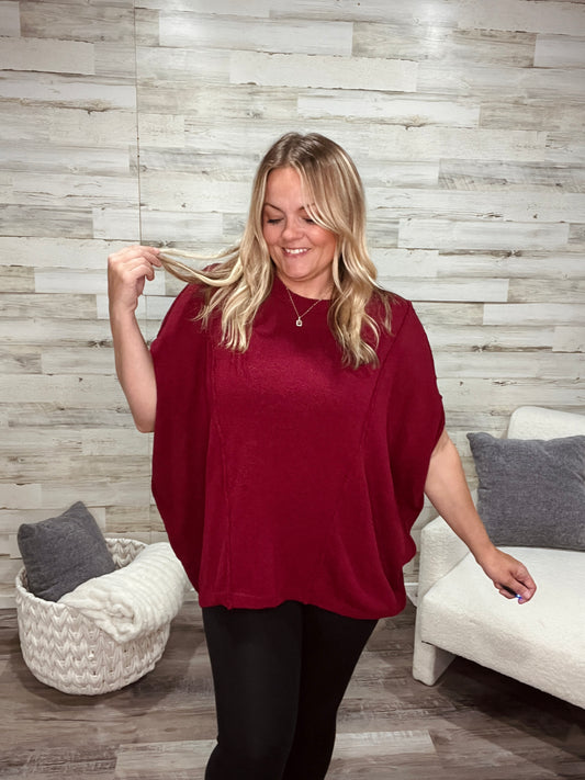 Crimson Slouchy Silhouette Sweater