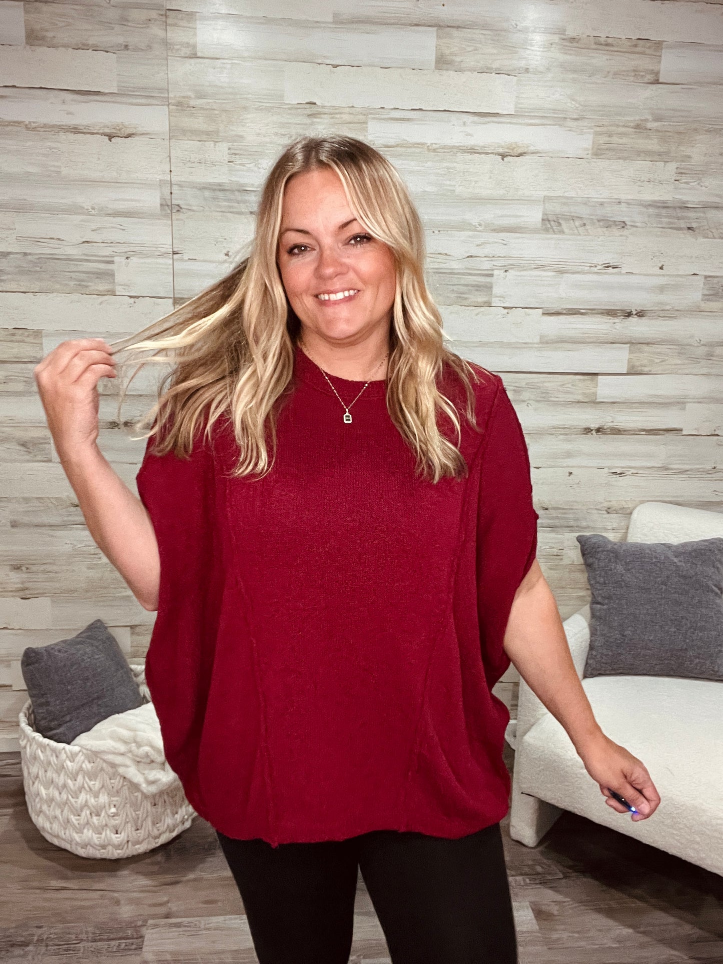 Crimson Slouchy Silhouette Sweater