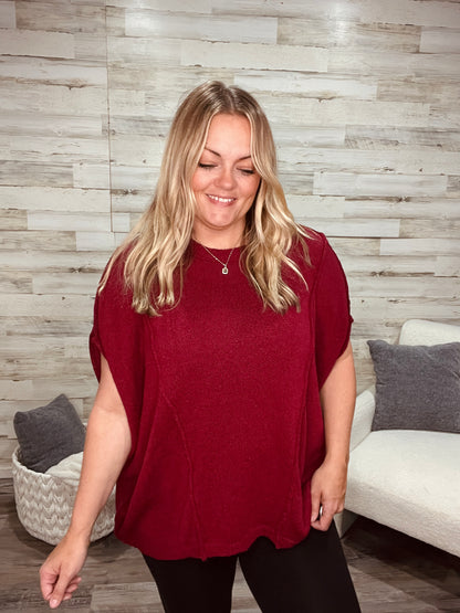 Crimson Slouchy Silhouette Sweater