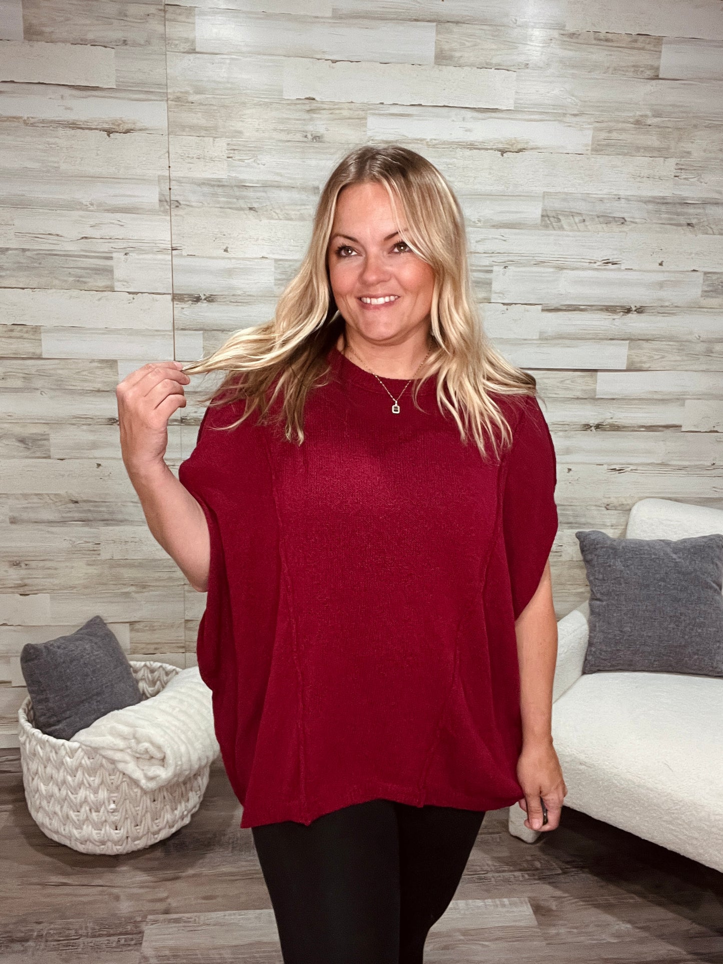 Crimson Slouchy Silhouette Sweater