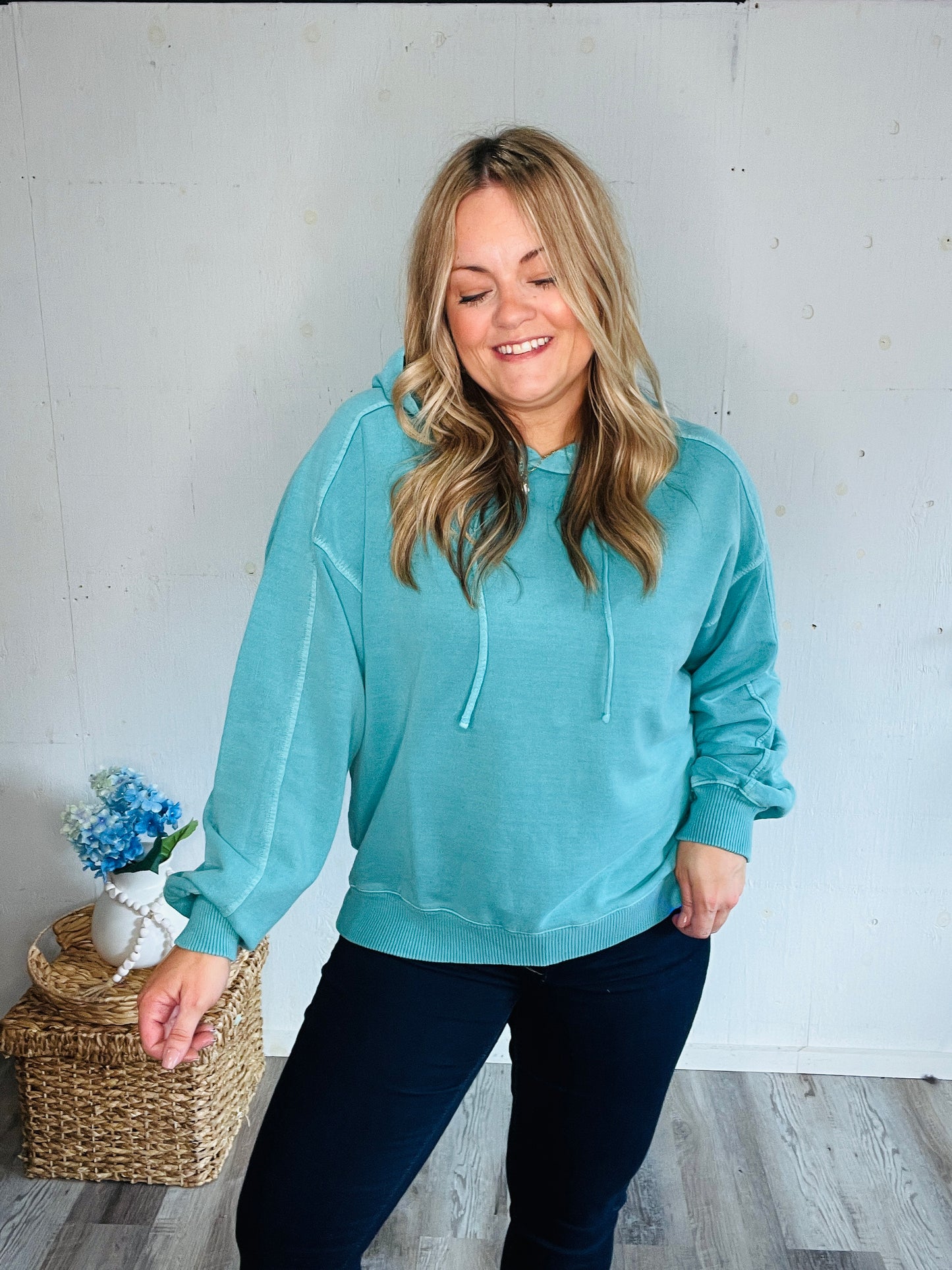 Throw On Teal Essential Hoodie
