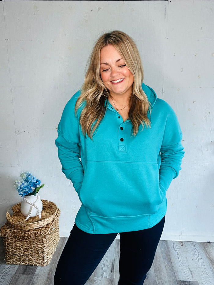 Tide Teal Fleece Hoodie