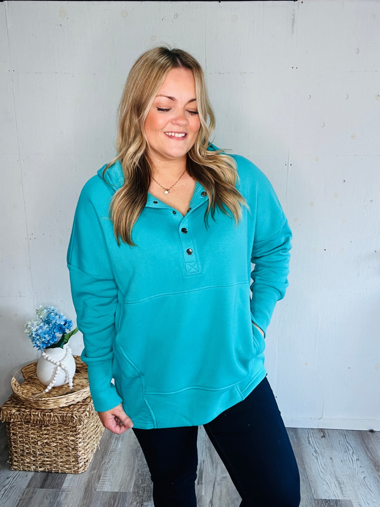 Tide Teal Fleece Hoodie