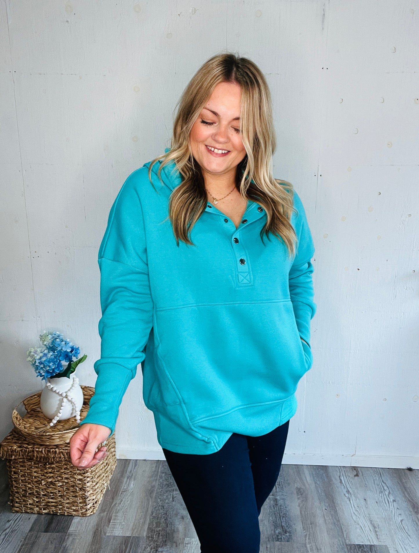 Tide Teal Fleece Hoodie