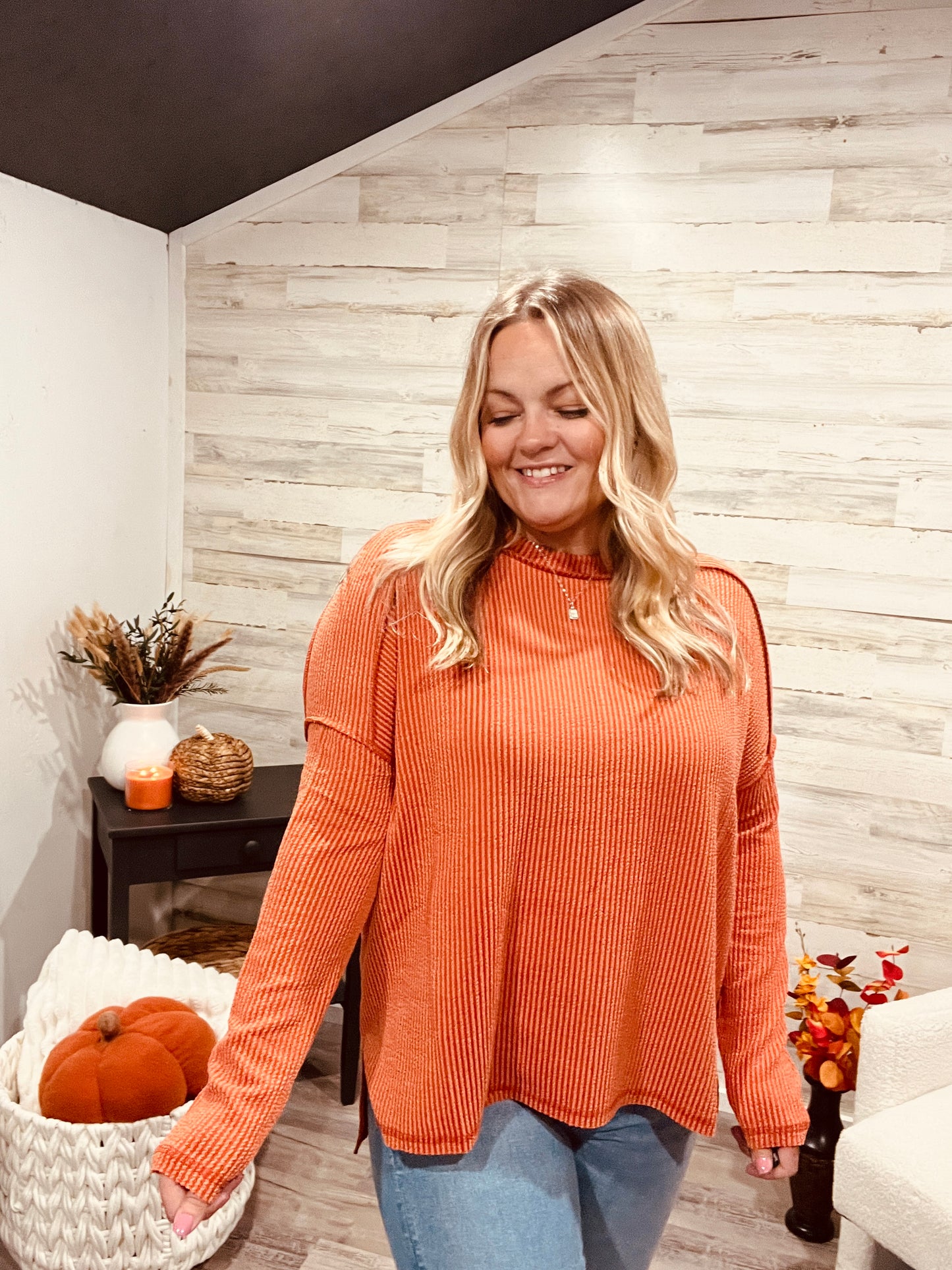 Pumpkin Patch Ready Ribbed Top