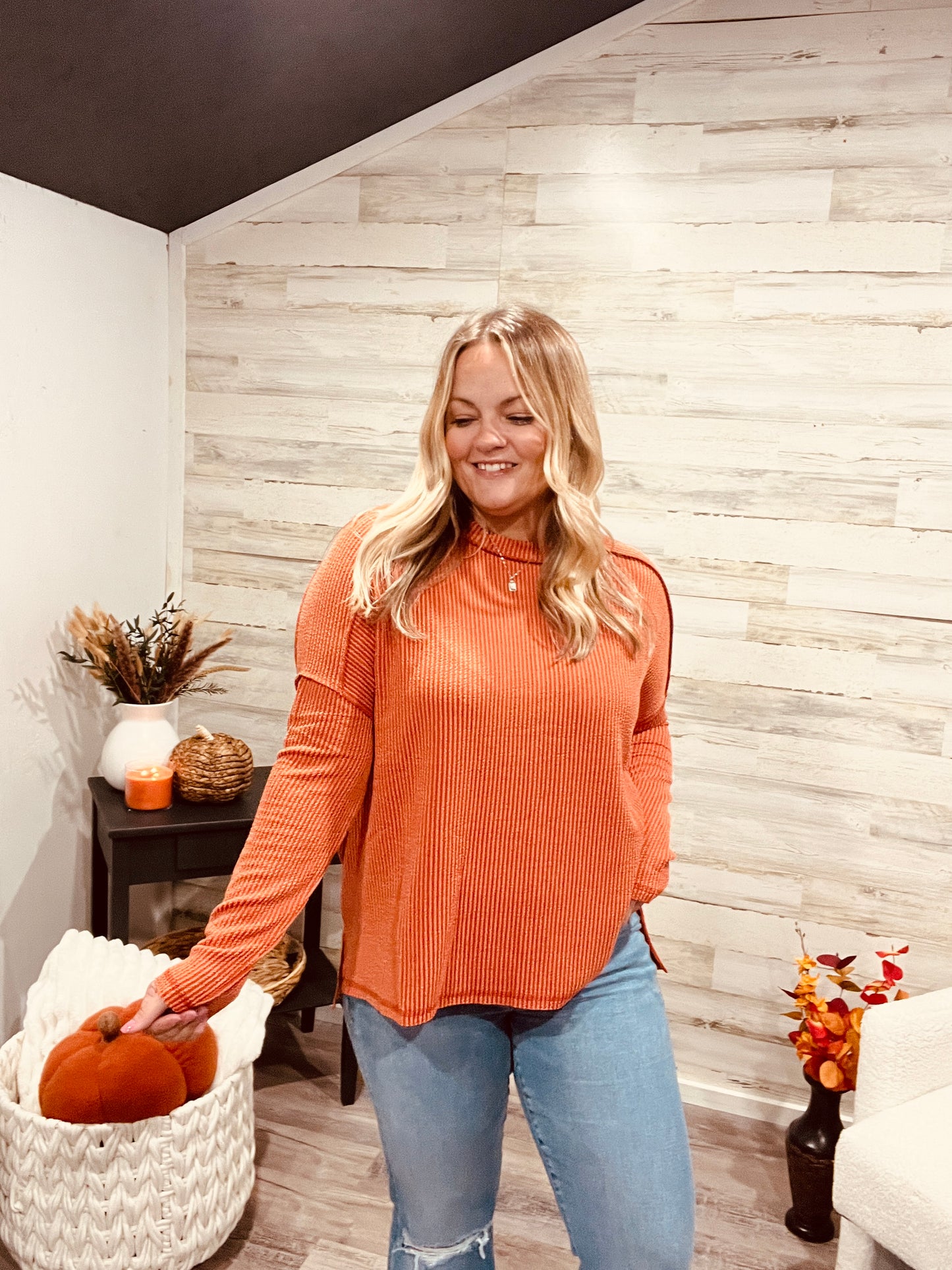 Pumpkin Patch Ready Ribbed Top