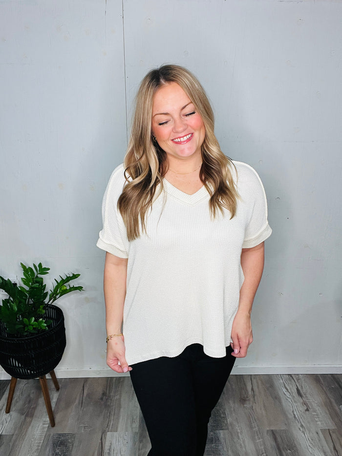 Vanilla Cream Ribbed Top