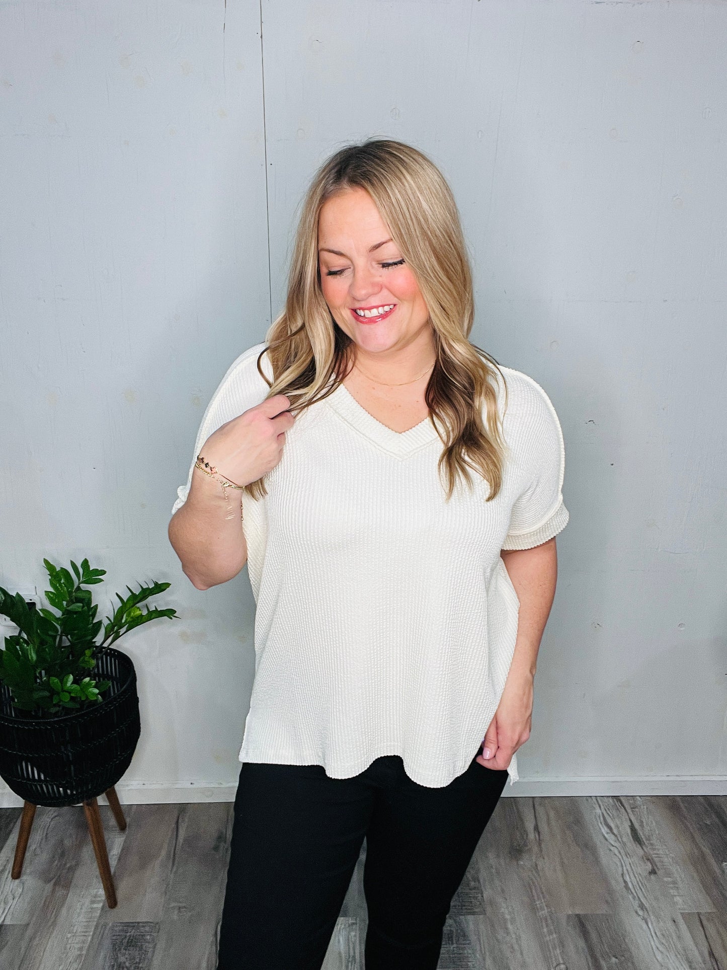 Vanilla Cream Ribbed Top