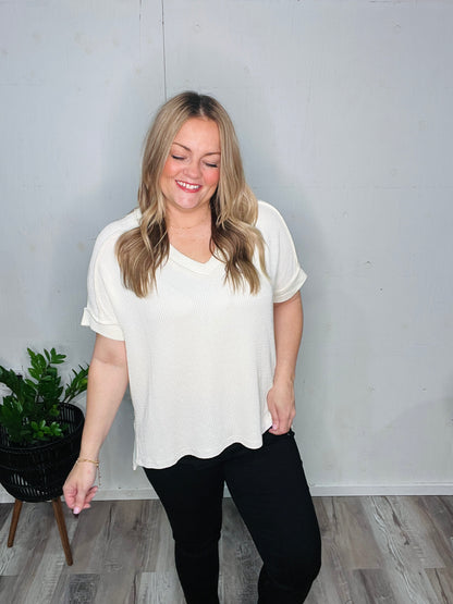Vanilla Cream Ribbed Top