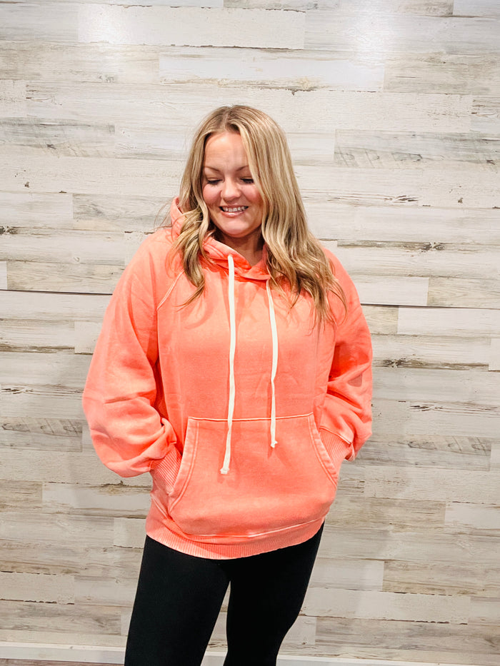 🤍Coral Acid Wash Fleece Hoodie