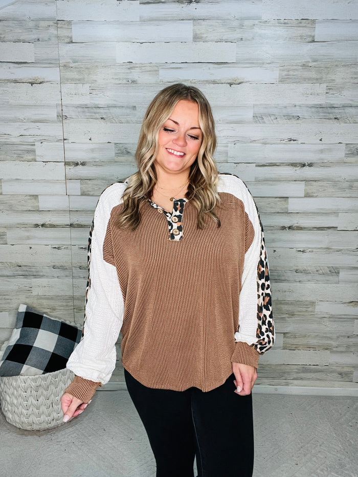 Chestnut Cheer Ribbed Top