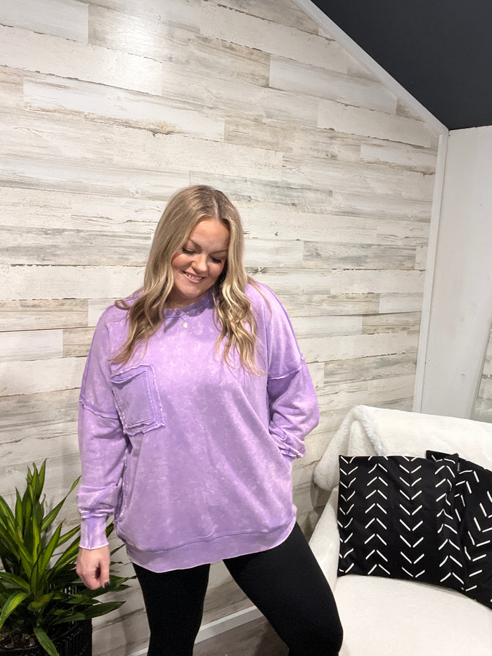 🤍Lacey Lavender French Terry Pullover
