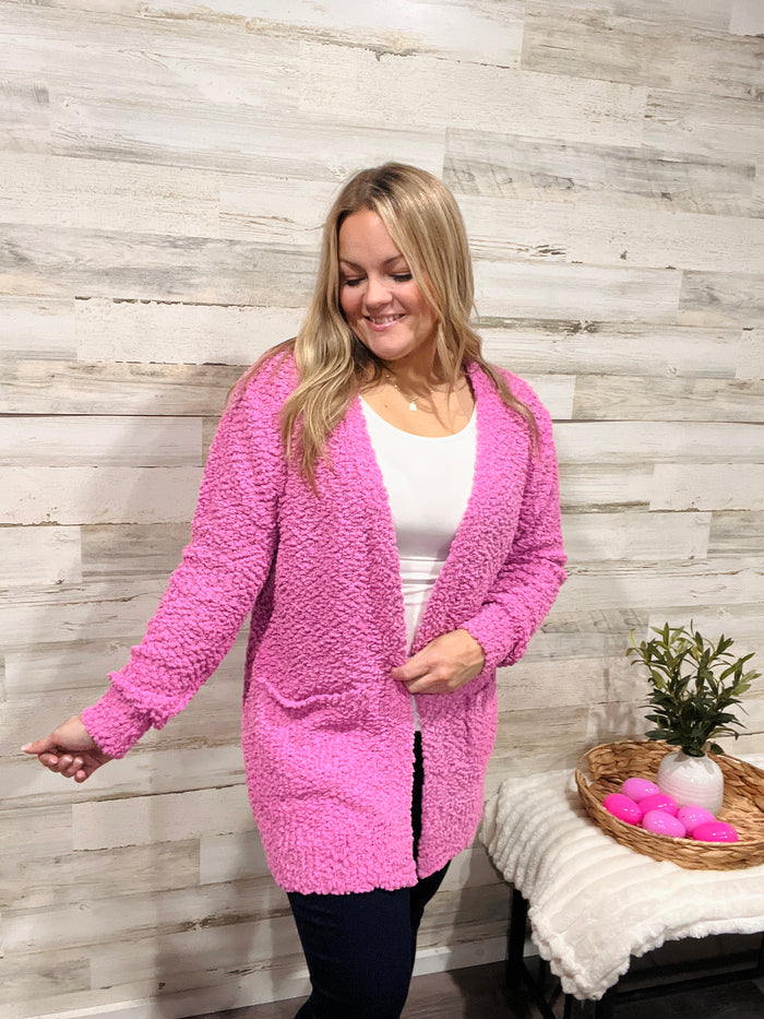 🤍 Peony Pink Popcorn Knit Cardigan