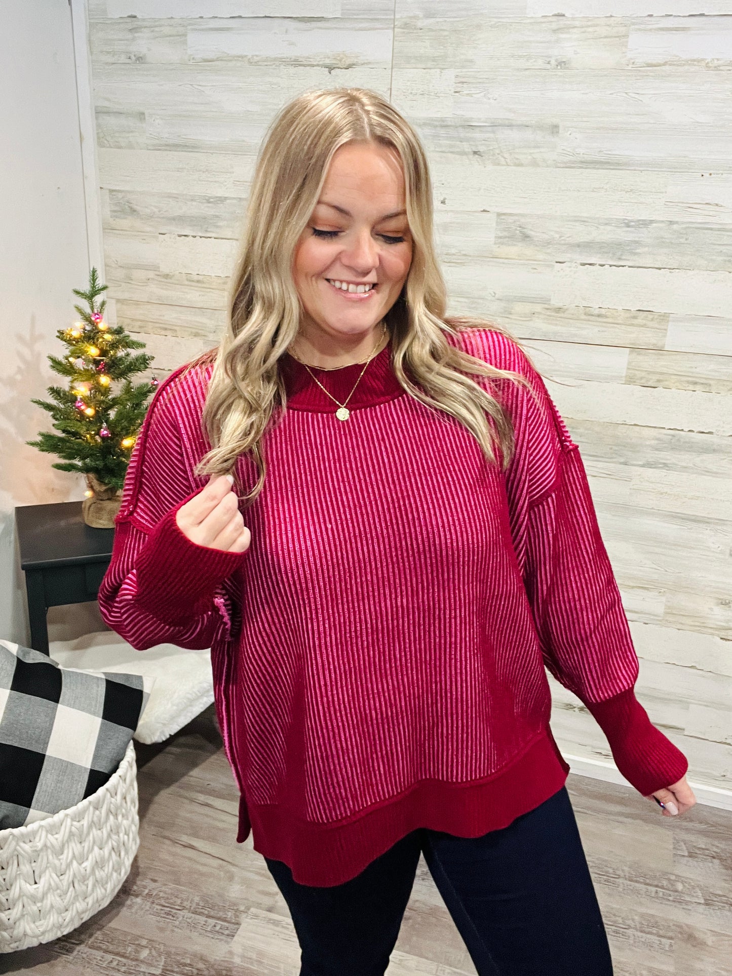 Merry Berry Cane Knit Sweater