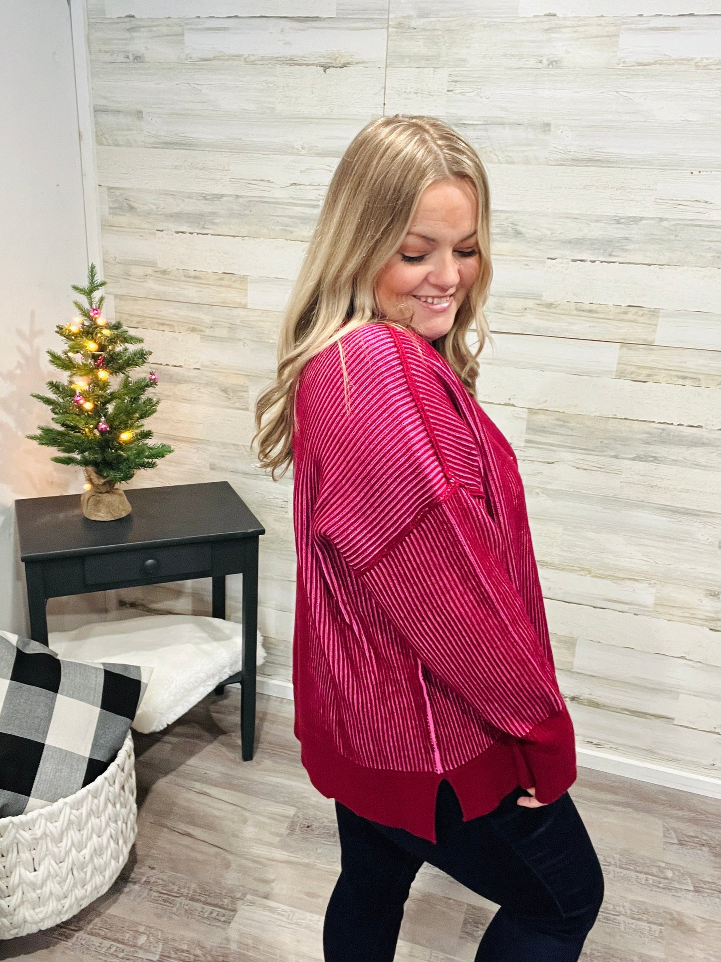 Merry Berry Cane Knit Sweater