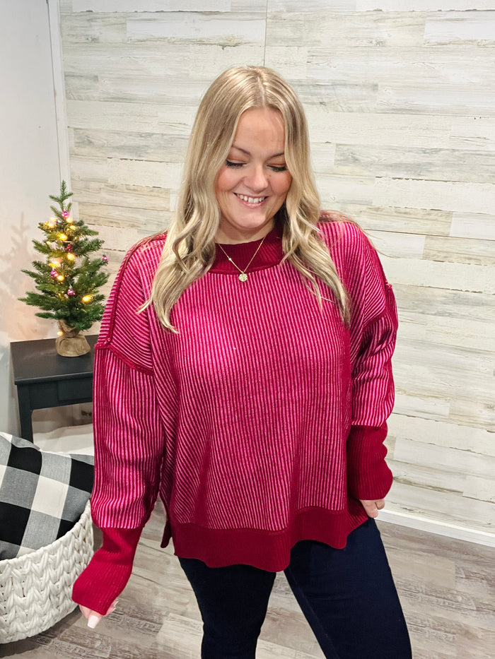 Merry Berry Cane Knit Sweater