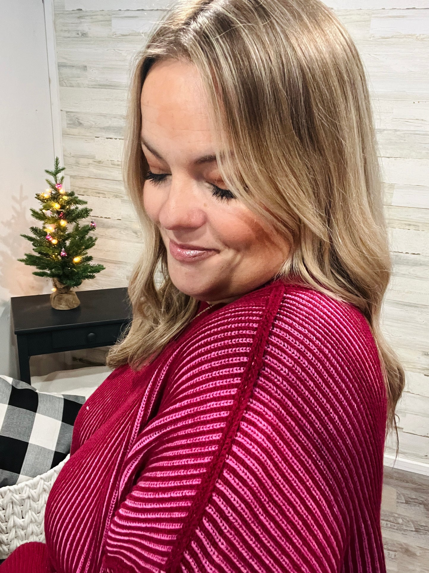 Merry Berry Cane Knit Sweater