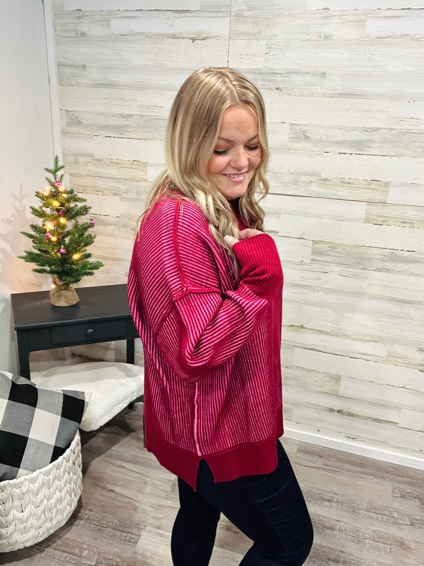 Merry Berry Cane Knit Sweater