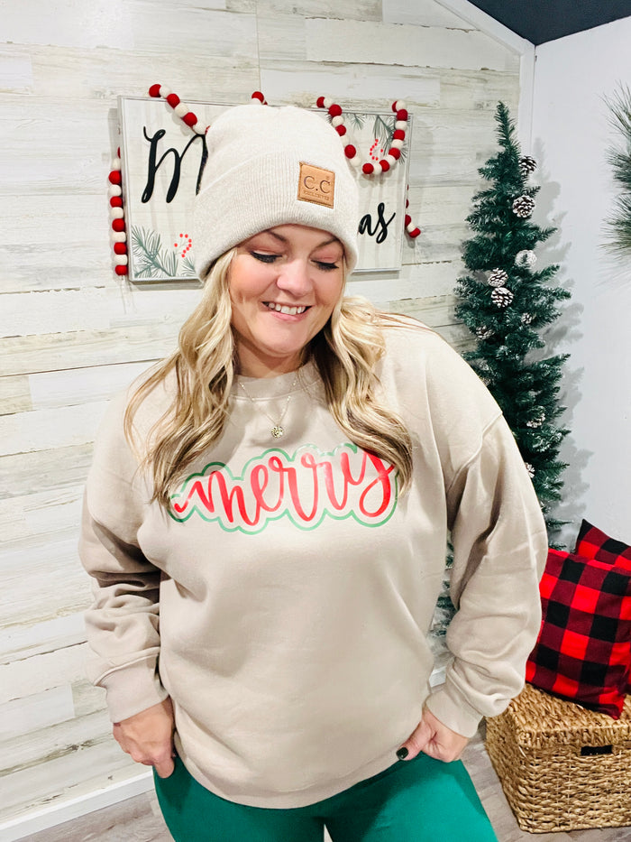Merry Graphic Cozy Fleece Crew
