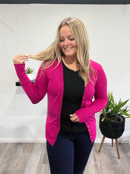 🤍Deep Magenta Spring Cardigan