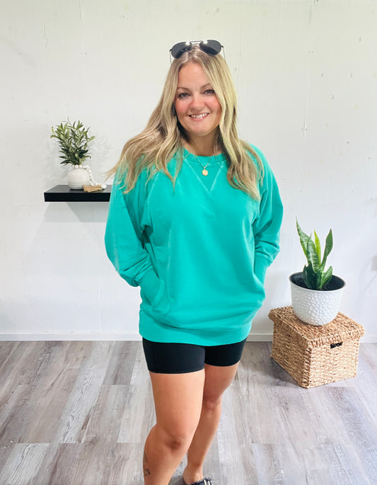 🤍 Kelly Fresh Green French Terry Pullover