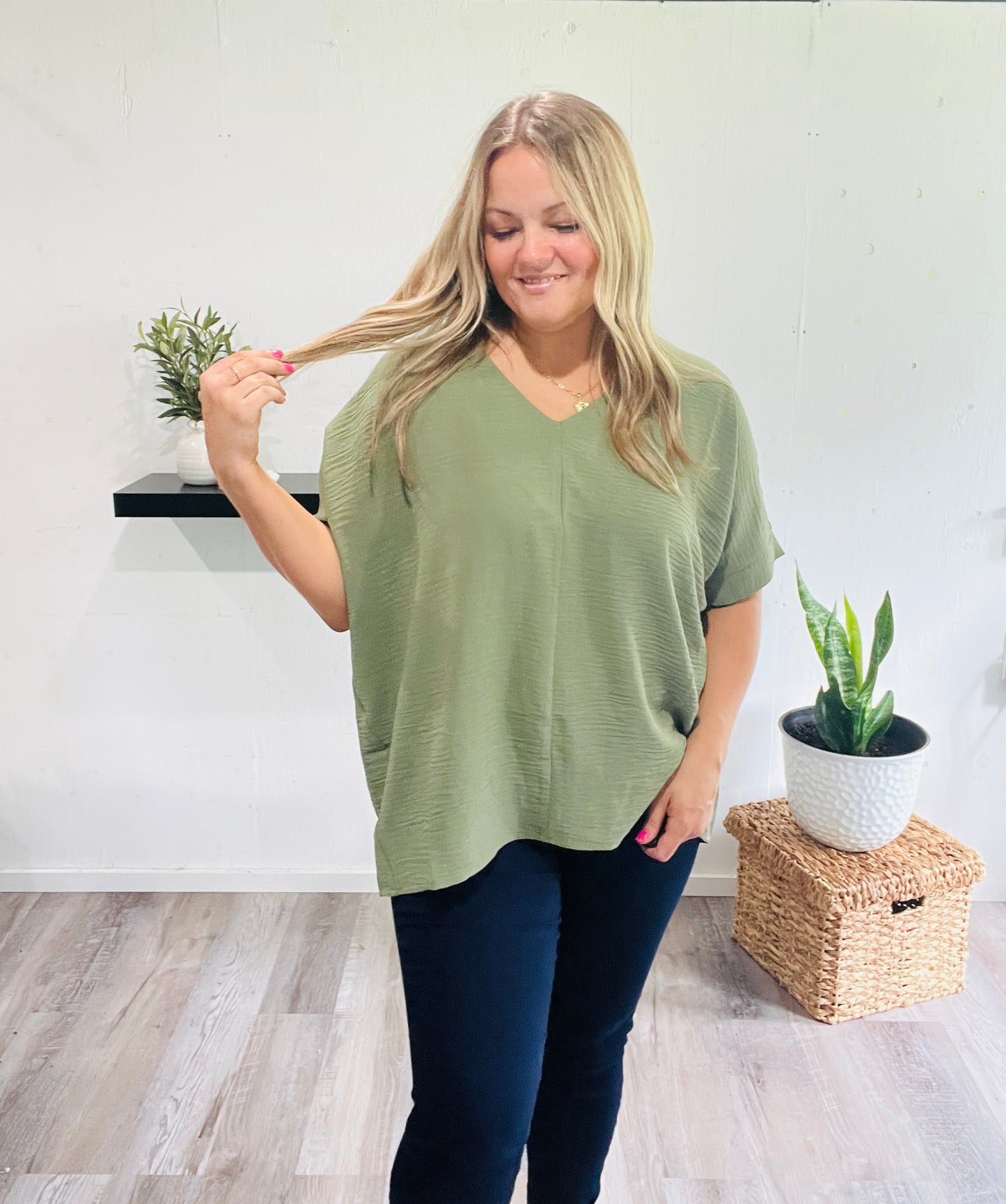 🤍Classic Blue Woven Blouse